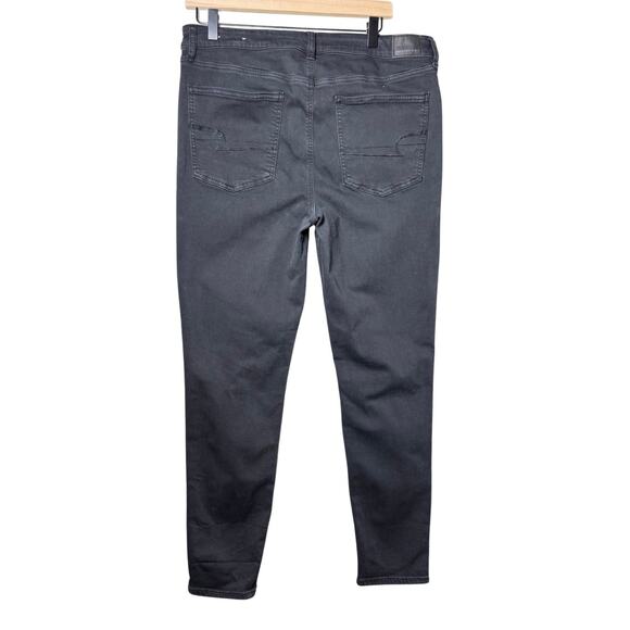 American Eagle High-Rise Jegging Jeans Black Stretch Distressed Lace Detail 16R - Picture 2 of 14